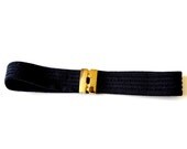 Made in France / Black Belt / Gold Buckle Belt / Elastic Belt  / 80s Belt / Elastic Belt 80s / Vintage Accessories / Women Accessories Belts