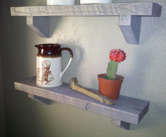 Rustic 16"x4" Grey Stained Shelf made with Reclaimed Barn Wood