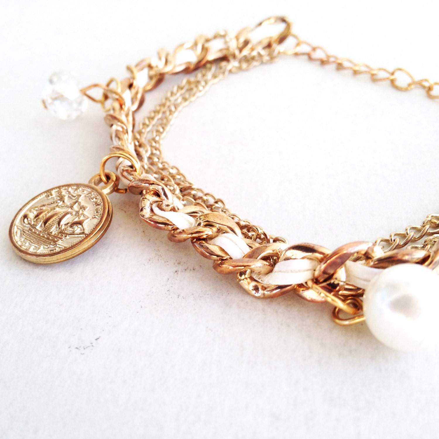 SALE: Dainty Gold Layered Chain Charm Bracelet