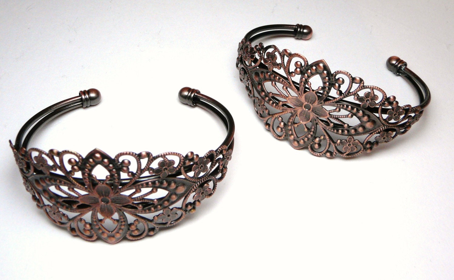 2 Filigree Cuff Bracelet, Copper Bracelets, Adjustable, UK Seller, Destash