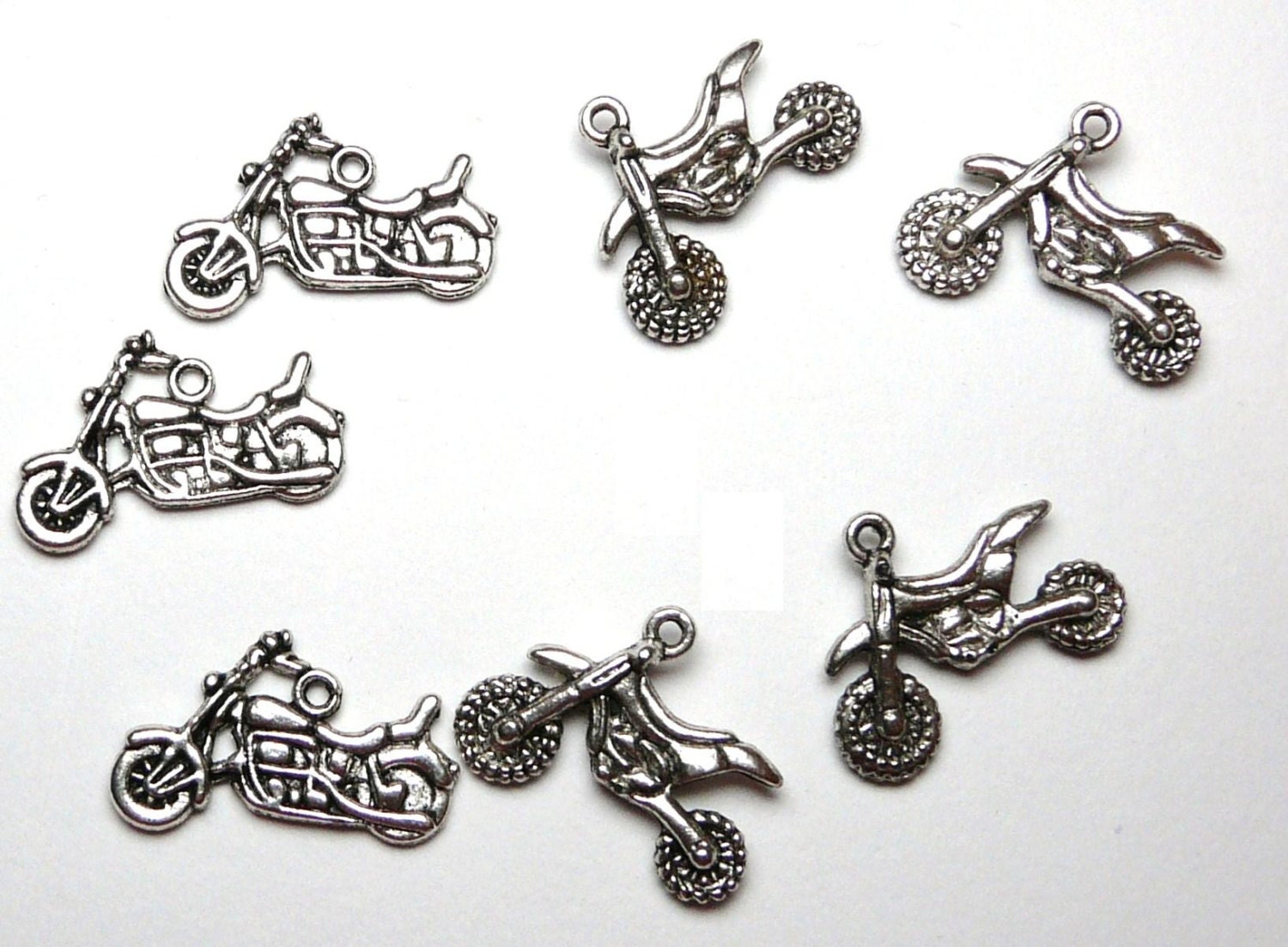 7 Motorbike Charms, Bike Charms, Craft Charms, Boys Charms, Craft Supplies, UK seller