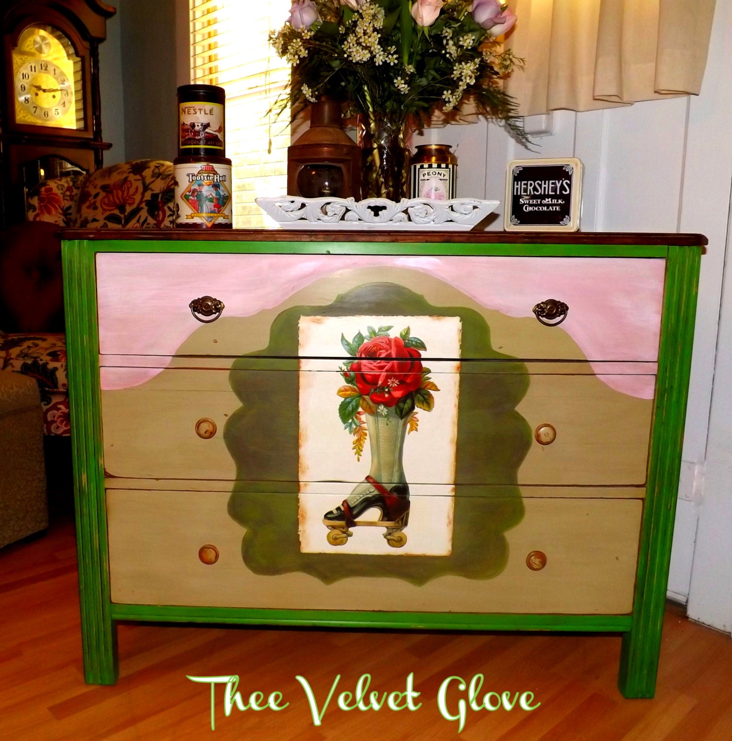 ROLLERGIRL - Fabulously Quirky Large 3 Drawer Dresser / Chest of Drawers