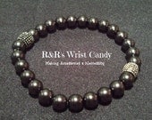 Mens Black  Beaded Bracelet