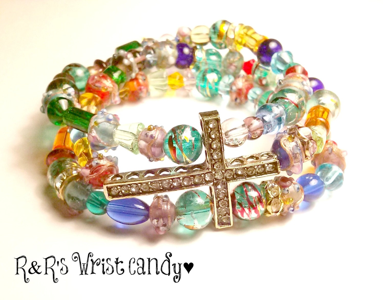 Colorful Bead Cross Bracelets