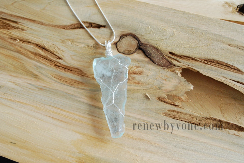 Large Triangle Mirrored Beach Glass Necklace