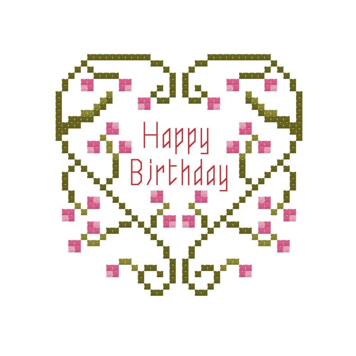 Springtime Happy Birthday Card Cross Stitch Pattern