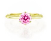 Solitaire Pink tourmaline Engagement Ring. Yellow gold. Tourmaline Engagement Ring. Classic Engagement Ring. One stone Ring.