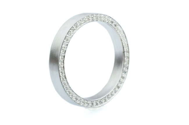 Diamond wedding band. Diamond and white gold ring for men and women. Size US7. Made To Order. Custom Order