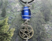 Attractive Wire Wrapped Blue Bead Pentacle Necklace