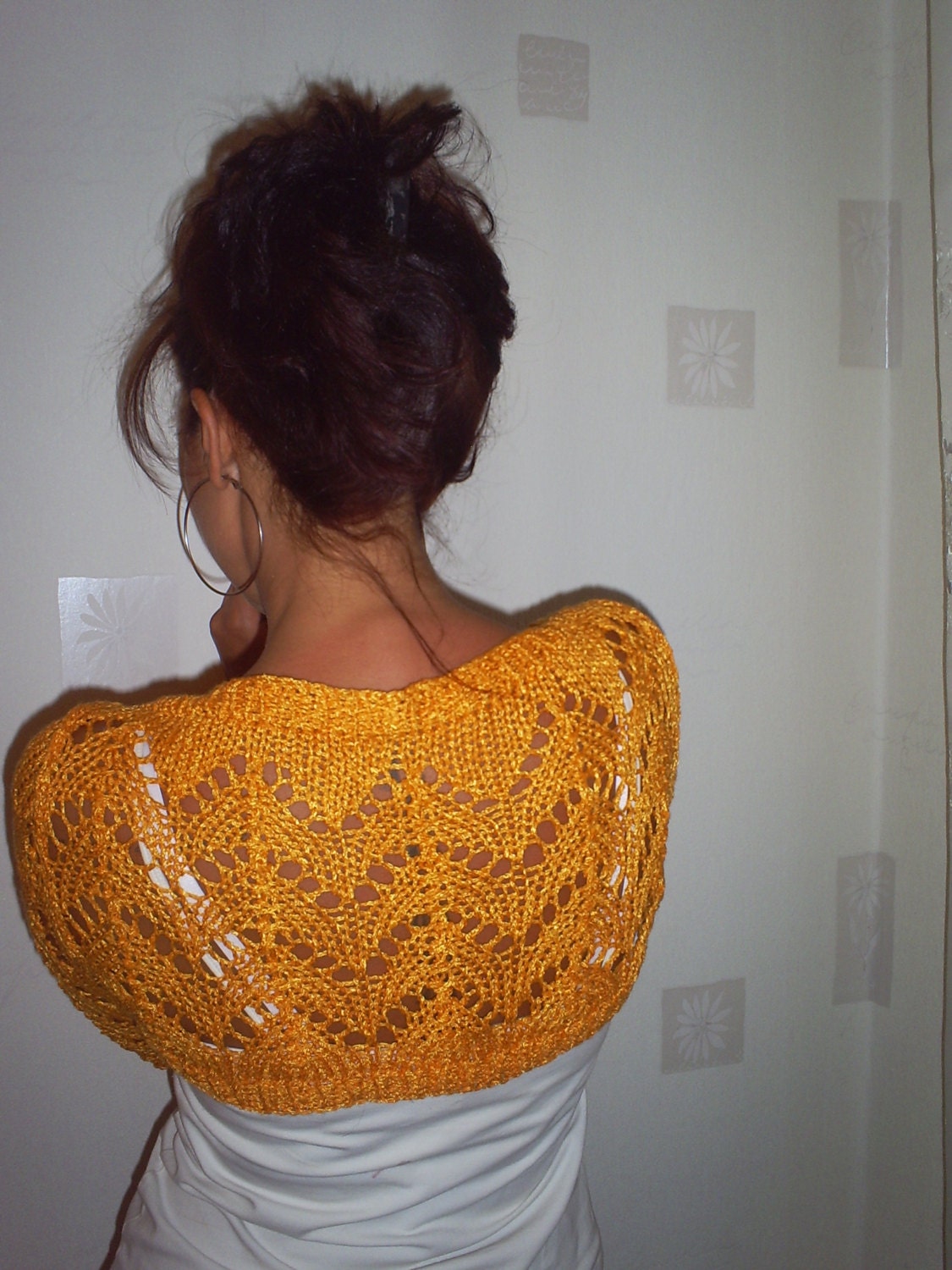 Crocheted sleeves, shoulders, knitted bolero, orange sleeves knitted bolero girls women, sleeveless, fashion jackets knitted cotton cardigan