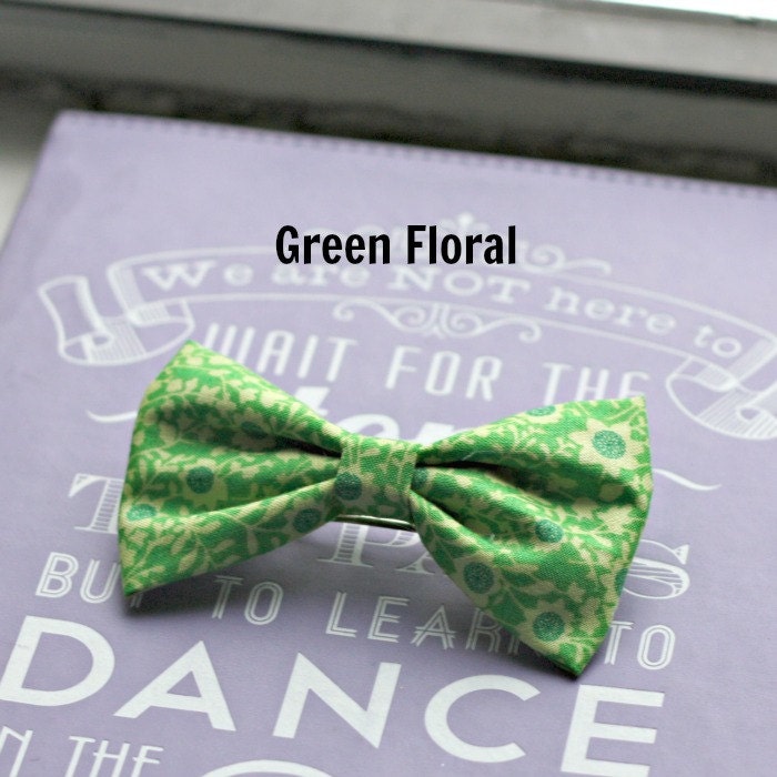 Green Floral Preppy Hair Bow