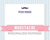 Hipster Moustache - Custom Notepad - Preppy Personalized Notepad by AdorePrep (Set of 2)