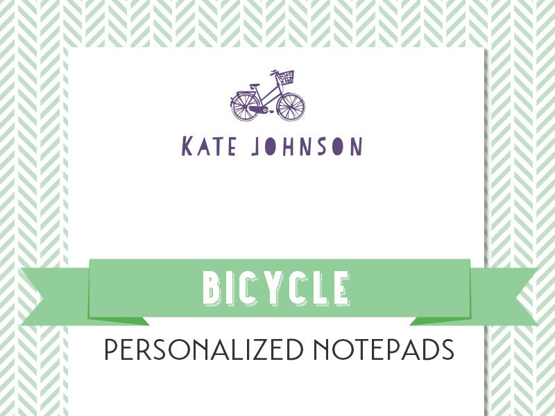 Bicycle - Custom Notepad - Preppy Personalized Notepad by AdorePrep (Set of 2)