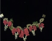 Bleeding Hearts Flower in a Row OOAK Tatted Necklace
