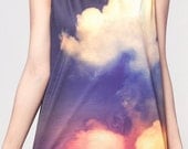 Galaxy Shirt Red & Blue Sky Cloud Art Tank Top Women Shirts Black Shirt Tunic Top Vest Sleeveless Women T-Shirt Size S M