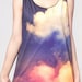 Galaxy Shirt Red & Blue Sky Cloud Art Tank Top Women Shirts Black Shirt Tunic Top Vest Sleeveless Women T-Shirt Size S M