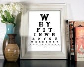 Dr. Seuss Eye Chart, Why Fit In, 8 x 10 Giclee Print BUY 2 GET 1 FREE
