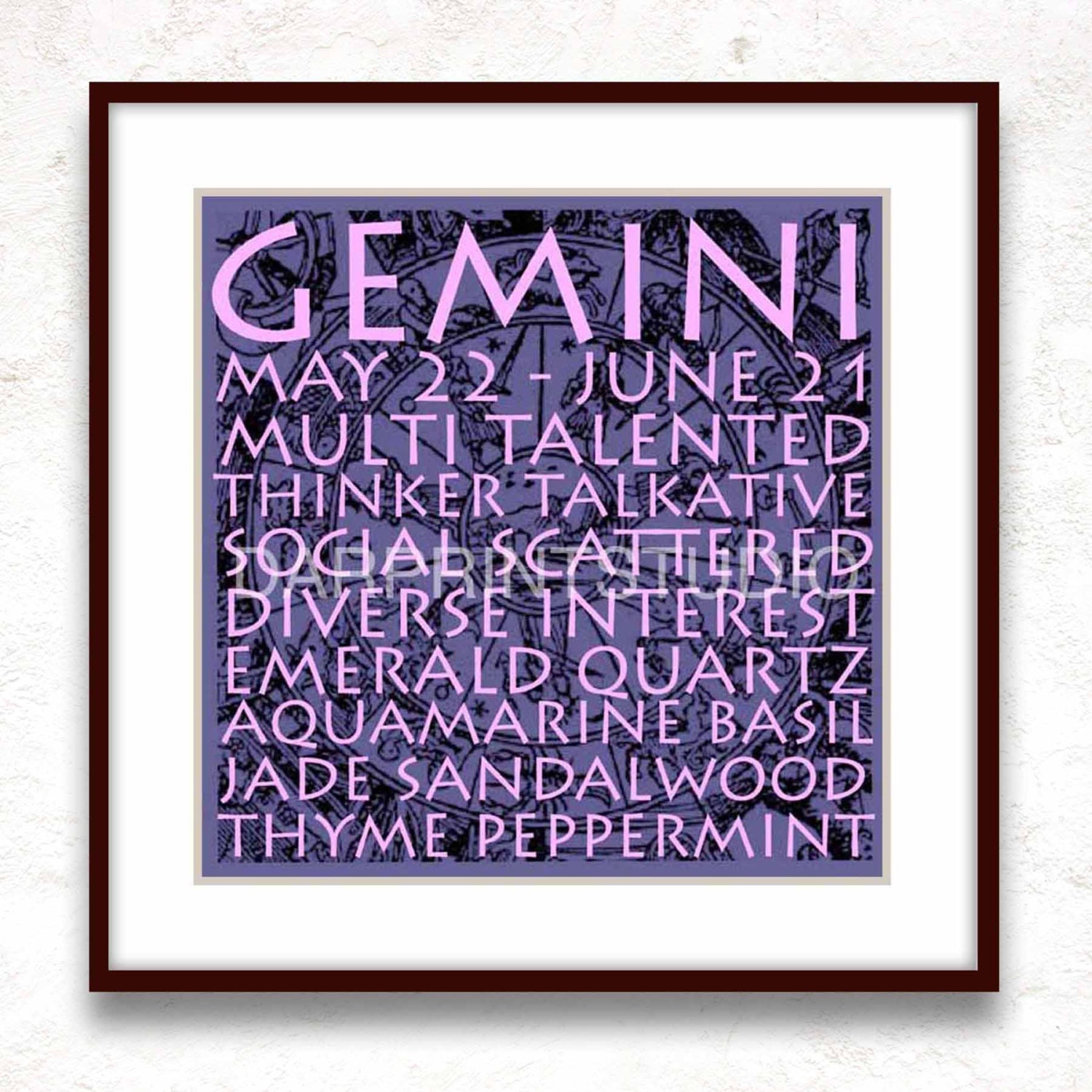 Gemini Printable Modern Typography Art Wall Home Decor or Office Zodiac Signs Quotes Digital Decorative DIY JPG Print  8" x 10"