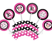 Minnie Mouse Cupcake Wrappers And Toppers, Minnie Mouse Party Circles - Minnie Mouse Favor Tags Gift Tags - The Print Shoppe On Etsy