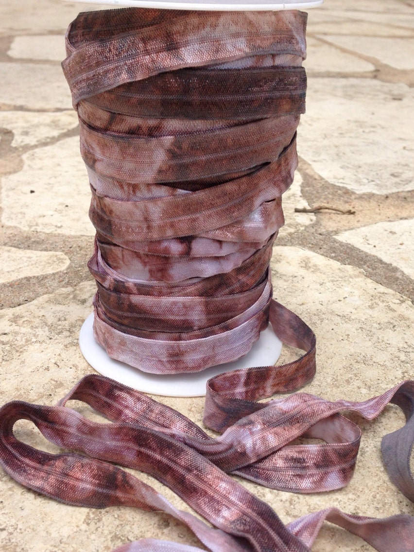 10 Yards Tie Dye FOE - Fold Over Elastic- Chocolate Brown - DIY Headbands and Hair Ties