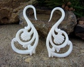 FREE US Shipping Unique 10G - 2.4 mm Carved Buffalo Bone Ear gauge, Tribal Earring,Organic Gauge L464