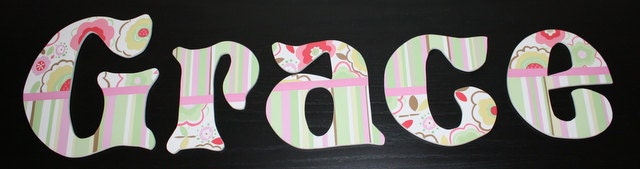 Nursery Wood letters Baby Brianna collection  from Banafish nursery bedding
