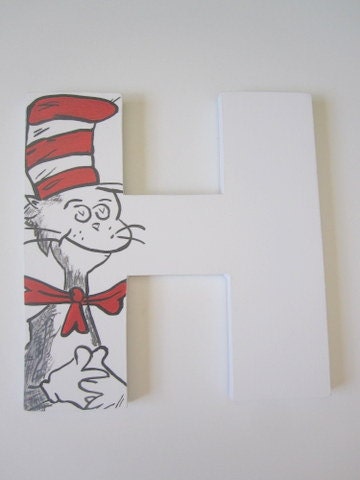 Nursery Wooden letter Cat in the Hat  nursery  wall letters Nursery Wood letters Baby