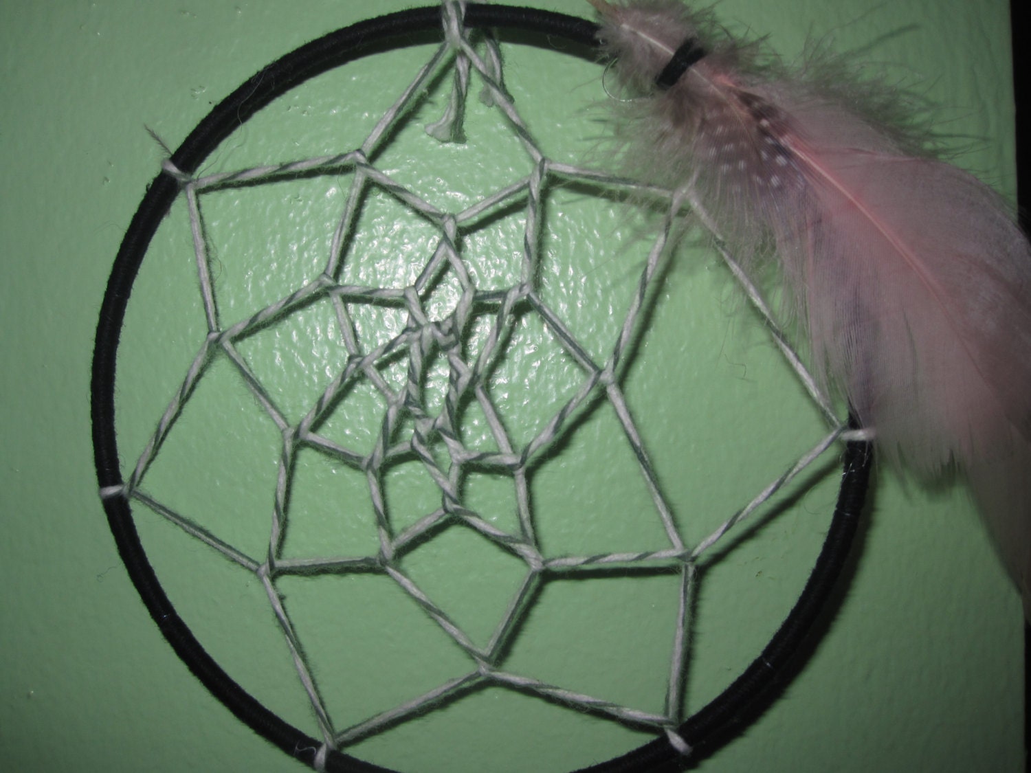 5" Black,  Pink, Green and White Dreamcatcher