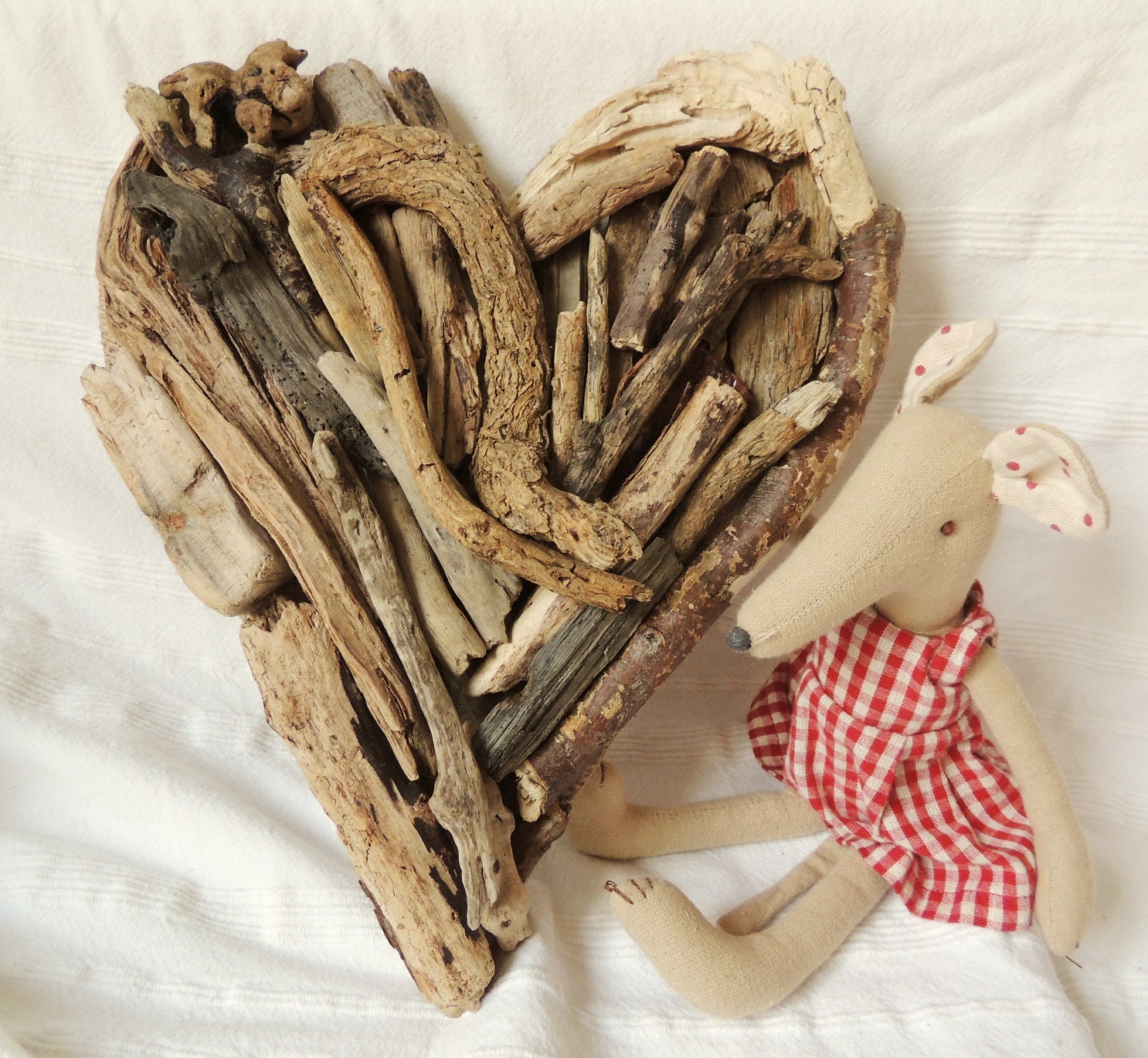 Handmade Natural Driftwood Heart (30cm deep x 27cm across) wall hanging