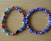 GREEK EVIL EYE key Rainbow or blue Glass Bracelet Charm Nazar Mati Turkish beads Greece