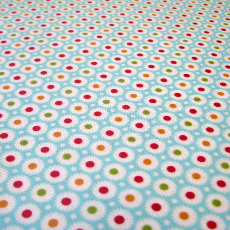 Laminated Marmalade dots blueberry fabric by Bonnie & Camille
