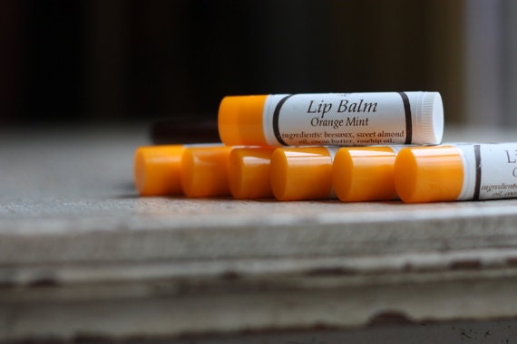 Orange Mint Lip Balm.  Handmade with healthy ingredients. - HiddenAcresSoapCo