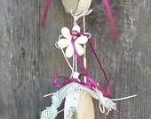 Room decoration "Dark red", red, birch, nature, OOAK, wood, Waldorf, white, flower, organic, eco friendly size 47.2 x 3.5 inch