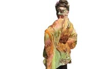 BOHO Tunic 1 original chiffon blouse 10 12 14 16 handmade in Germany dress orange green maternity clothing wear Fairy womens romantic