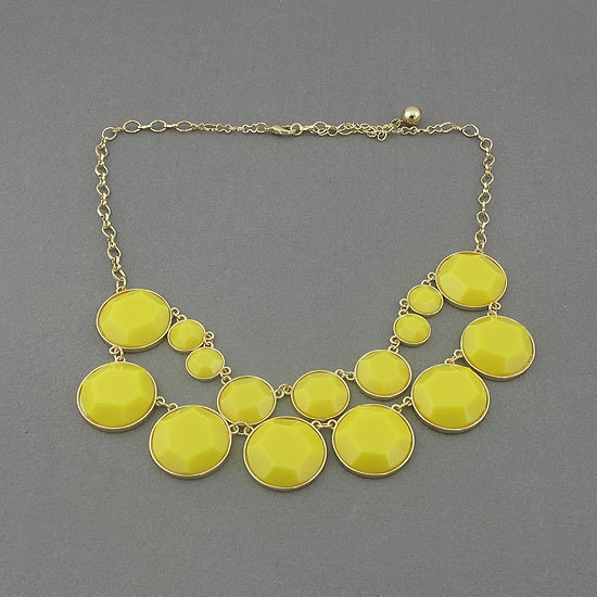 Valentine's Day Gift  Full Color BIB Statement Bubble double-layer Necklace - Yellow