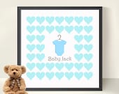 Baby Shower/ New Baby Boy Guestbook Alternative - Hearts 12 x 12 Print  -Nursery Decor- Decoration (Includes Instruction Card)