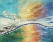 Northern Lights -  Wool Painting, Wall Hanging, Fiber Art