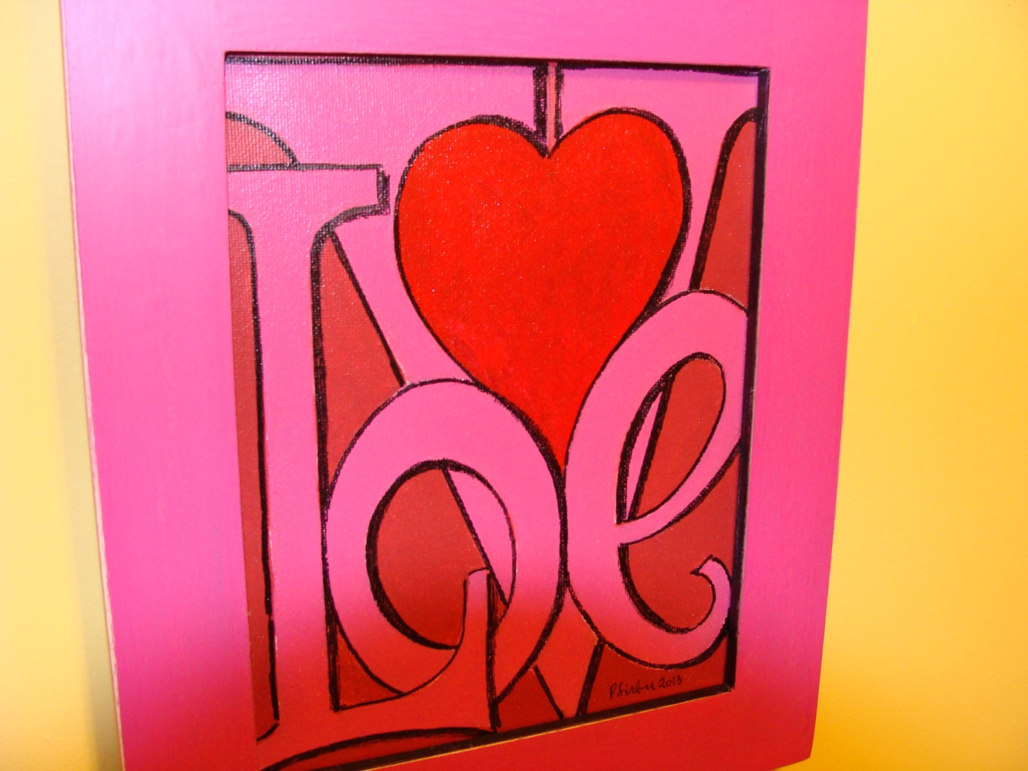 LOVE ACRYLIC PAINTING, Gallery Wrapped 8''x10'' Original Painting on canvas with wood frame.