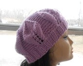 Purple hat with flower,womens accessory,Hand Made Knit,Slouchy Beanie,Slouch Hats Oversized