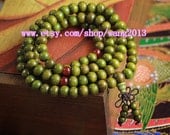 Free Shipping - The  Buddha rosary the Tibetan Buddhist genuine 100% natural green sandalwood meditation yoga 108 beads prayer Mara