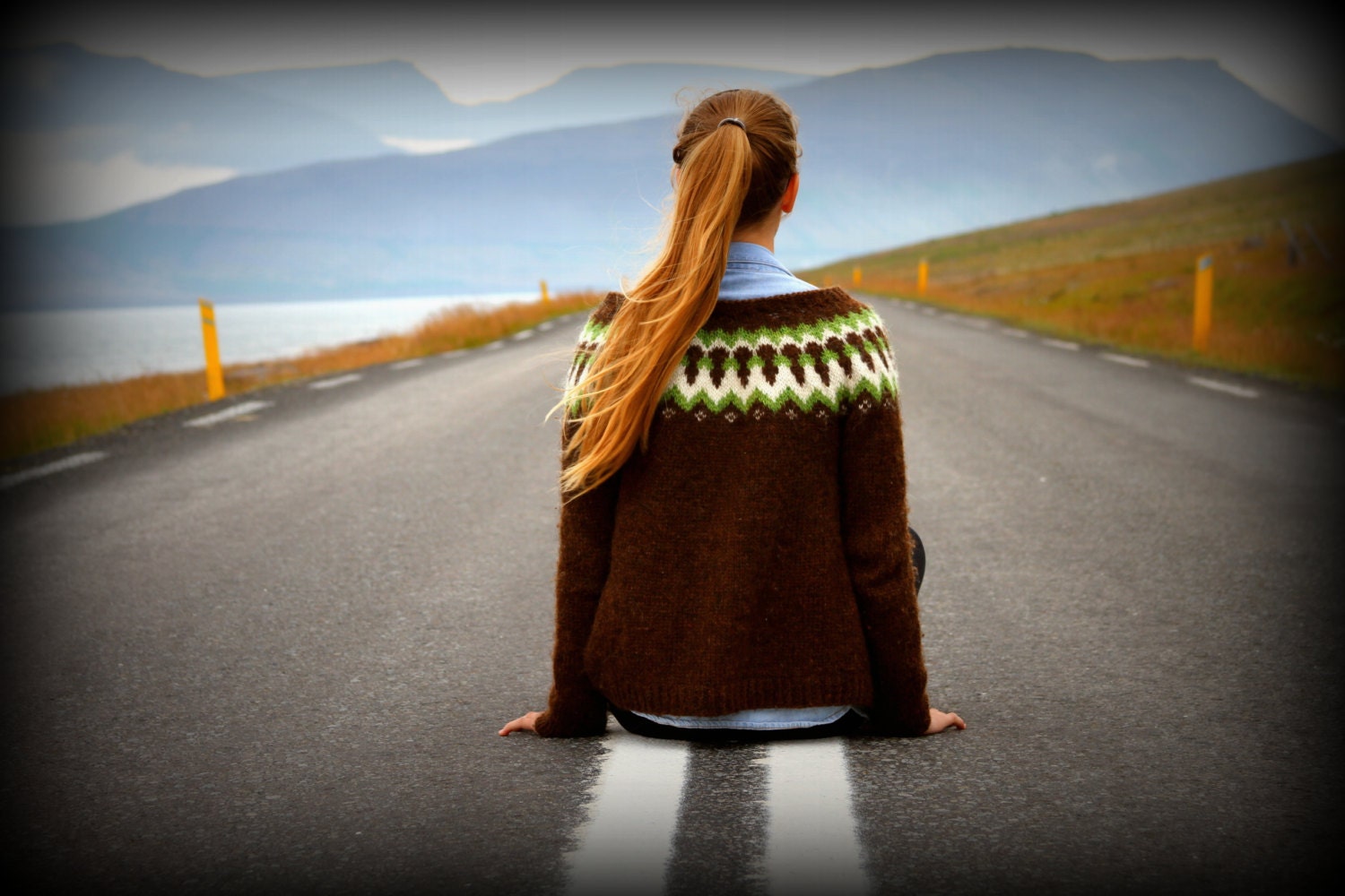 Icelandic Sweater, Lopapeysa, Handmade, 100 % Wool, Custom made, Dark Chocolate Brown, Moss Green, White, Warm, Cozy, Knit