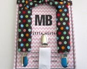 Boys Suspenders and Bow Tie - Chocolate Polka Dot  3-18 Months