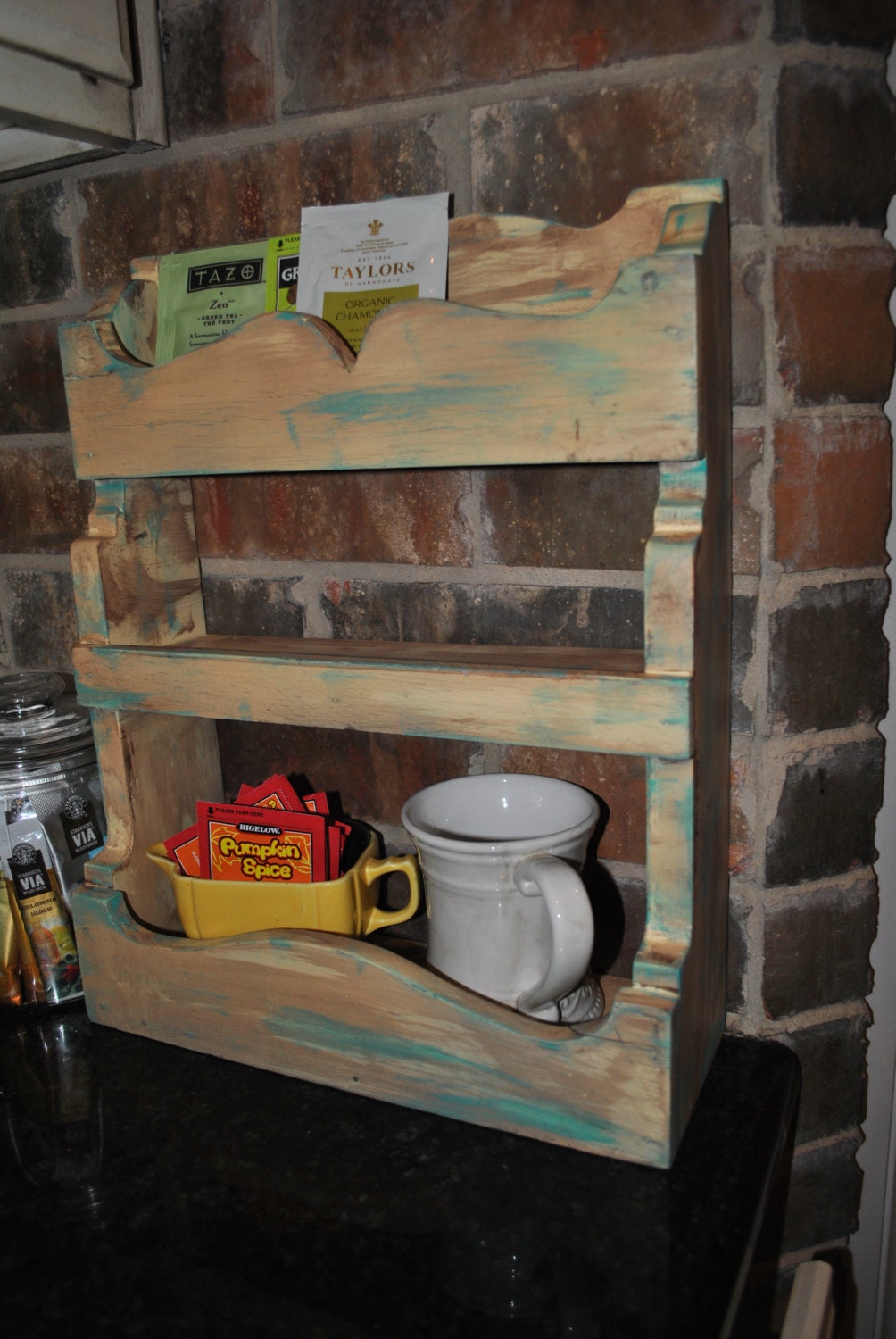 Shabby Chic Spice Rack or Nail Polish Rack Yellow