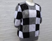1980s black and white ladies medium size tank top womens wool grey vest.