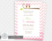 Owl Birthday - Pink Party Invitation - Owl 1st Birthday - Ombre Invitation Il_170x135
