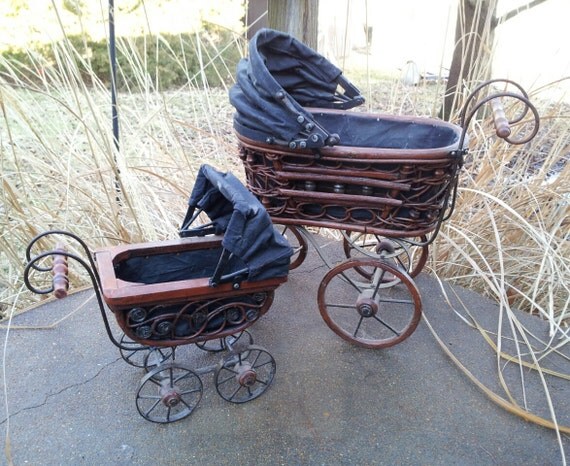 SALE Baby Doll Carriage Vintage doll buggy 2 by CraftyCatsVintage