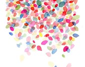 Handmade Watercolor Abstract Colorful Dots Falling Painting- 8x10 Wall Art Watercolor Print