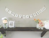Just Married Wedding Banner THREE OPTIONS, wedding decor, bridal shower, bunting, garland, pennant