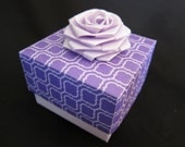 Birthday gift box - Anniversary - gift box - handmade - paper - wedding favor - rose - purple - lavender