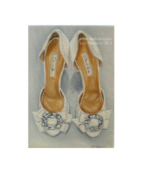 Custom Wedding Shoes Painting in OIL by LARA 11x14 High Heels